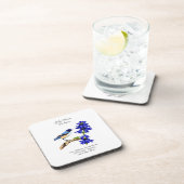 Juli Geburtmonat Blume Bluebird und Larkspur Getränkeuntersetzer (Rechte Seite)