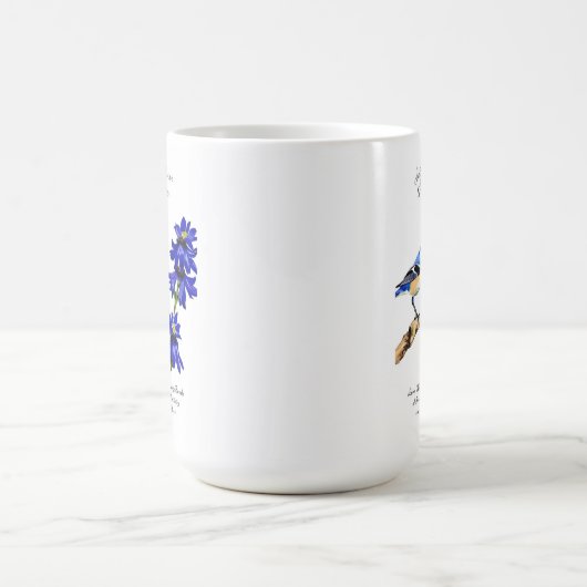 Juli Geburtmonat Blume Bluebird und Larkspur Kaffeetasse (Mittel)
