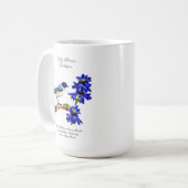 Juli Geburtmonat Blume Bluebird und Larkspur Kaffeetasse (Vorderseite Links)