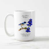 Juli Geburtmonat Blume Bluebird und Larkspur Kaffeetasse (Links)