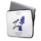 Juli Geburtmonat Blume Bluebird und Larkspur Laptopschutzhülle (Vorderseite Links)
