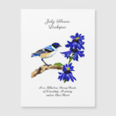 Juli Geburtmonat Blume Bluebird und Larkspur Magnetkarte (Vorderseite)