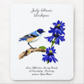 Juli Geburtmonat Blume Bluebird und Larkspur Mousepad (Vorne)