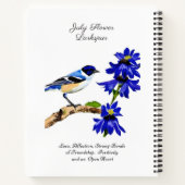 Juli Geburtmonat Blume Bluebird und Larkspur Notizblock (Rückseite)