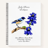 Juli Geburtmonat Blume Bluebird und Larkspur Notizblock (Vorderseite)