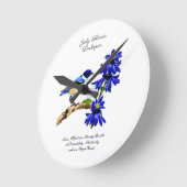 Juli Geburtmonat Blume Bluebird und Larkspur Runde Wanduhr (Winkel)