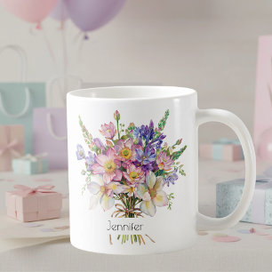 Juli-Geburtsblumen-Tasse Violette Rittersporne Kaffeetasse