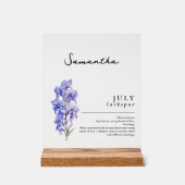 Juli Geburtsmonat Blume Larkspur Personalisiert Acrylschild (Vorderseite)
