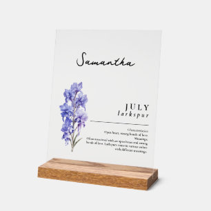 Juli Geburtsmonat Blume Larkspur Personalisiert Acrylschild