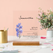 Juli Geburtsmonat Blume Larkspur Personalisiert Acrylschild (Hochzeit)
