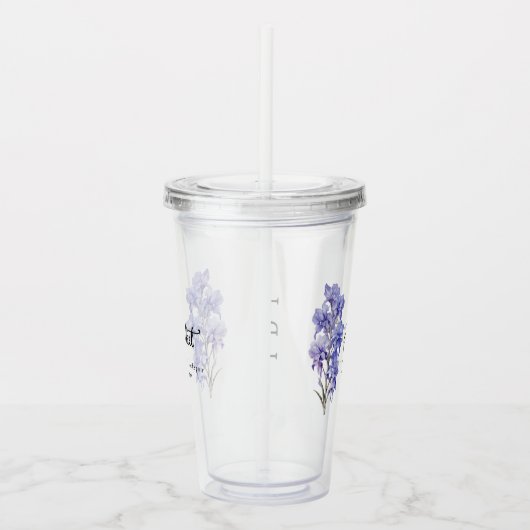 Juli Geburtsmonat Blume Larkspur Personalisiert Acryltrinkbecher (Rechts)