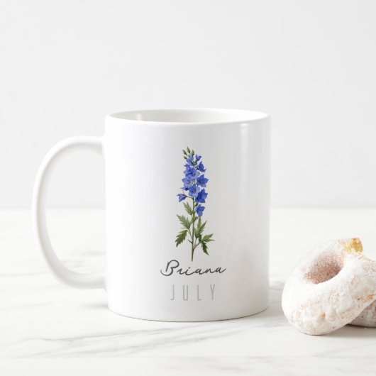 Juli Geburtsmonat Blume mit/Name - Honeysuckle Kaffeetasse (Mit Donut)