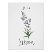 Juli Geburtsmonat Larkspur Floral Poster (Vorderseite)