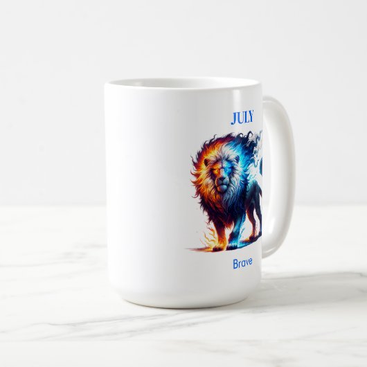 Juli Geburtsmonat Spirit Animal Lion Gift Kaffeetasse (VorderseiteRechts)