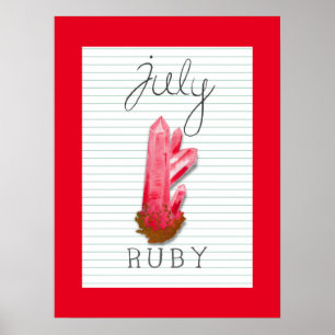 Juli-Geburtsstein Geburtsstein Rubin Kunstwerk Pos Poster