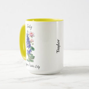 Juli Geburtstag Blume Larkspur und Wasserlilie Tasse