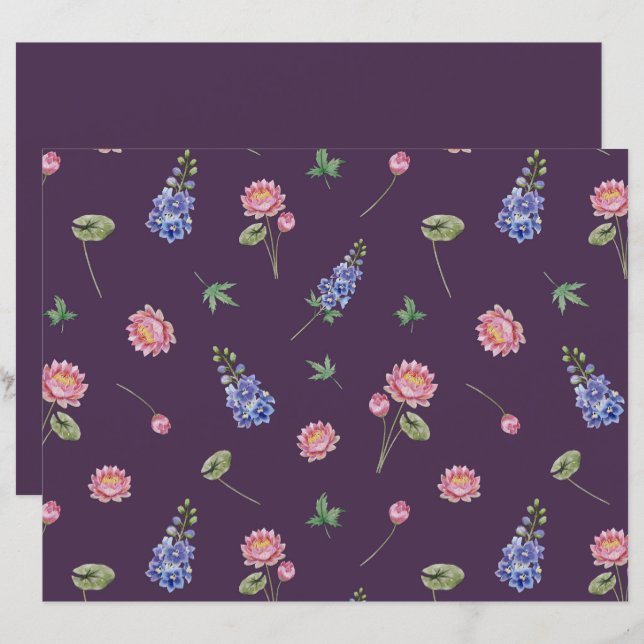 Juli Geburtstag Blume Larkspur Water Lily Scrapboo (Vorne/Hinten)