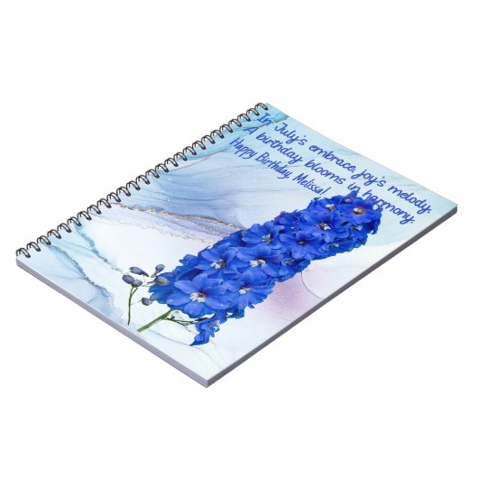 Juli Geburtstag Blume SpiralNotebook Notizblock (Linke Seite)