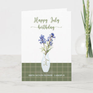 Juli Geburtstag Larkspur Geburtsmonat Blume Karte