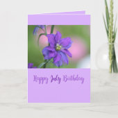 Juli Geburtstag Lila Larkspur Geburtstag Blume Karte (Vorderseite)