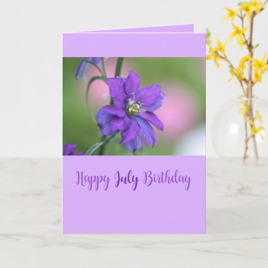 Juli Geburtstag Lila Larkspur Geburtstag Blume Karte (Gelbe Blume)