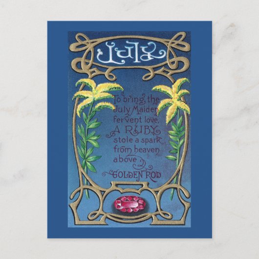 Juli Geburtstag Ruby und Goldenrod Postkarte (Vorderseite)