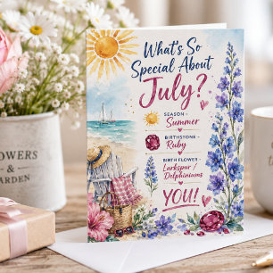 Juli Geburtstagskarte Juli Geburtstagsblume Geburt Karte