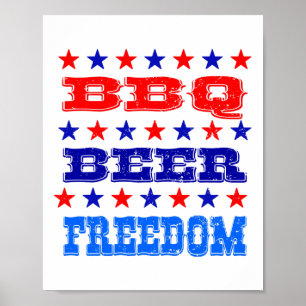 Juli Grillen Beer Freedom Shirt America Stolz Amer Poster