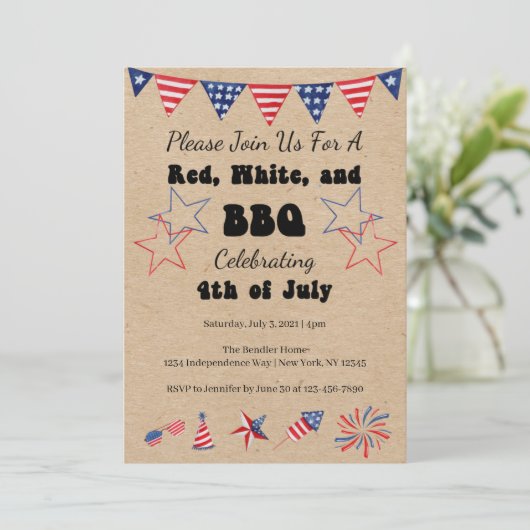 Juli GRILLEN Einladung (Stehend Vorderseite)