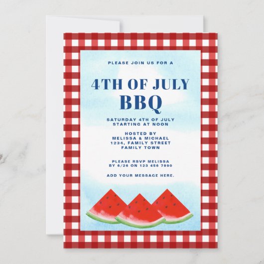 Juli GRILLEN Einladung (Vorderseite)