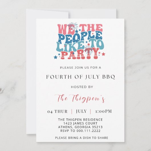 Juli GRILLEN Einladung, 4. Juli Einladung (Vorderseite)