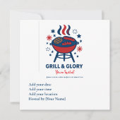 Juli GRILLEN Einladung - Rot Weiß und Blau Pa (Vorderseite)