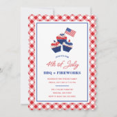 Juli GRILLEN & Feuerwerk Feier Einladung (Vorderseite)