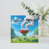 Juli GRILLEN Party Einladung (Stehend Vorderseite)