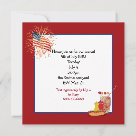 Juli GRILLEN Party Einladung (Rückseite)