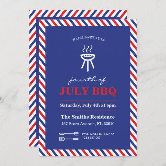 Juli GRILLEN Party Einladung (Vorne/Hinten)