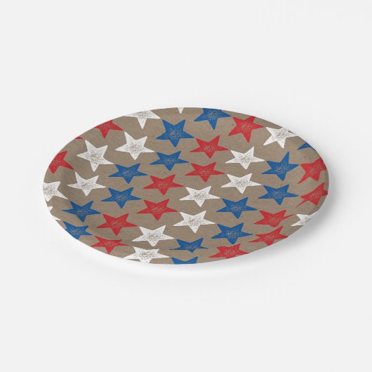 Juli Grunge Stars Kraft Party Paper Teller (Schrägansicht)