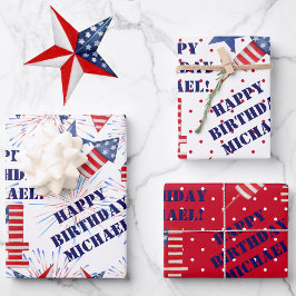 Juli Happy Birthday Personalize Name 3 Geschenk Geschenkpapier Set