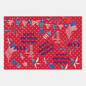 Juli Happy Birthday Personalize Name 3 Geschenk Geschenkpapier Set (Vorderseite 3)