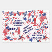 Juli Happy Birthday Personalize Name 3 Geschenk Geschenkpapier Set (Vorderseite 2)