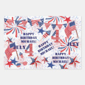 Juli Happy Birthday Personalize Name 3 Geschenk Geschenkpapier Set (Vorderseite)