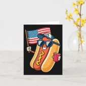 Juli Hotdog Funny Amerikanische Unabhängigkeitstag Karte (Gelbe Blume)