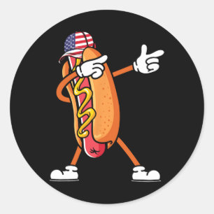 Juli Hotdog Sungles America Flag Independence D Runder Aufkleber