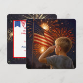 Juli Junge, der die Flagge verkündet Einladung (Vorne/Hinten)