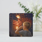 Juli Junge, der die Flagge verkündet Einladung (Stehend Vorderseite)