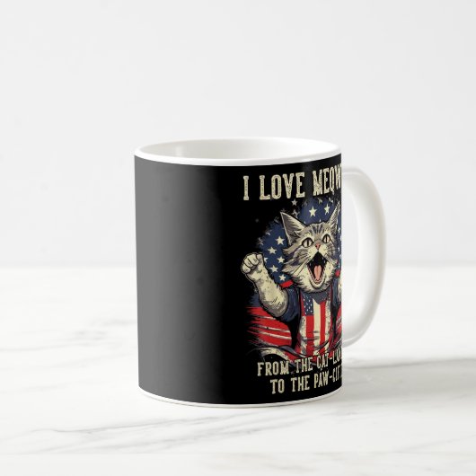 Juli Katze Lover, I Liebe Meowica Patriotic Funny Kaffeetasse (VorderseiteRechts)