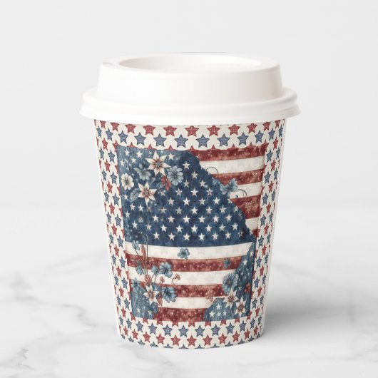 Juli Länderflagge Pappbecher (Rückseite)