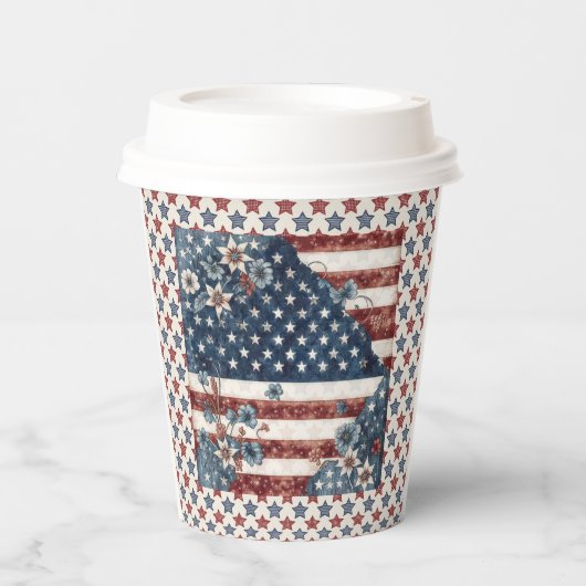 Juli Länderflagge Pappbecher (Vorderseite)