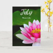 Juli Lebendige Rosa Wasserlilie Geburtsmonat Blume Karte (Gelbe Blume)