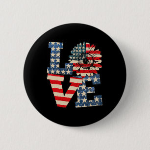 Juli Liebe Sunflower Patriotic American Flag USA Button